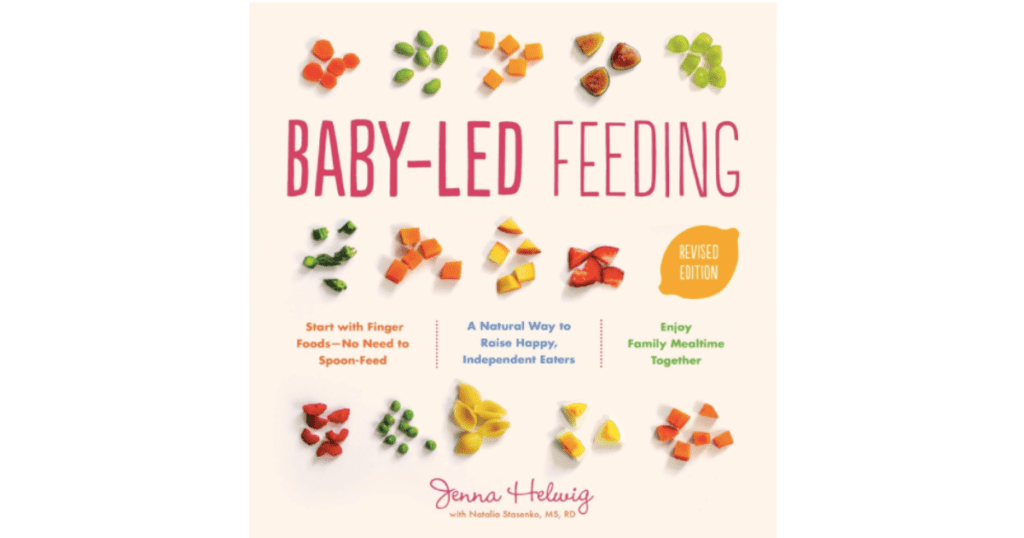 Book 'Baby-Led Feeding' with pictures of fruits and vegetables