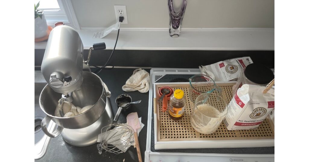 Bagel dough in kitchenmaid mixer