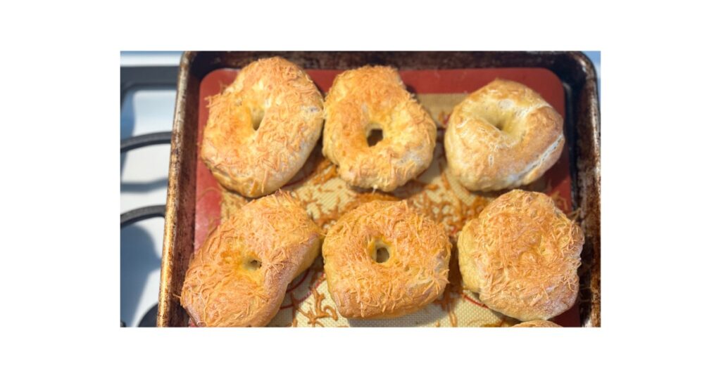 Baked asiago sourdough bagels