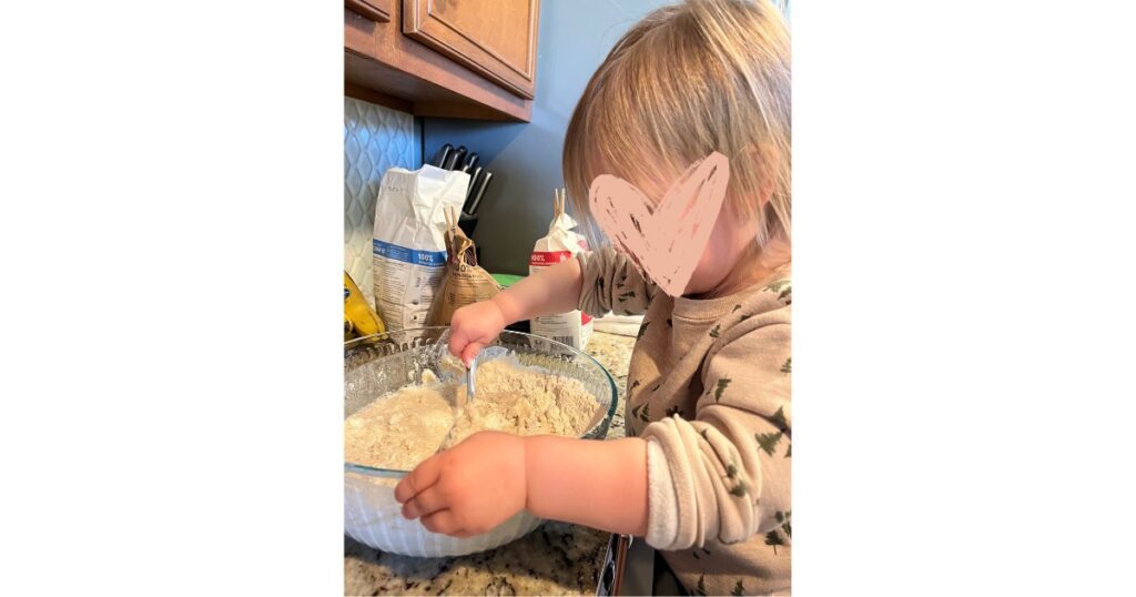 Child making sourdough