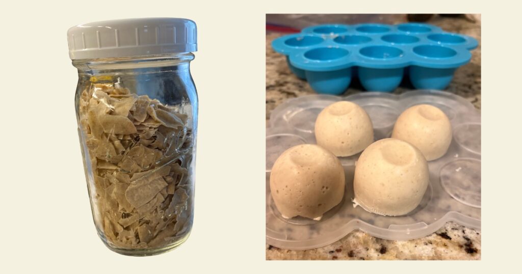 Sourdough in a mason jar and 4 frozen pucks 