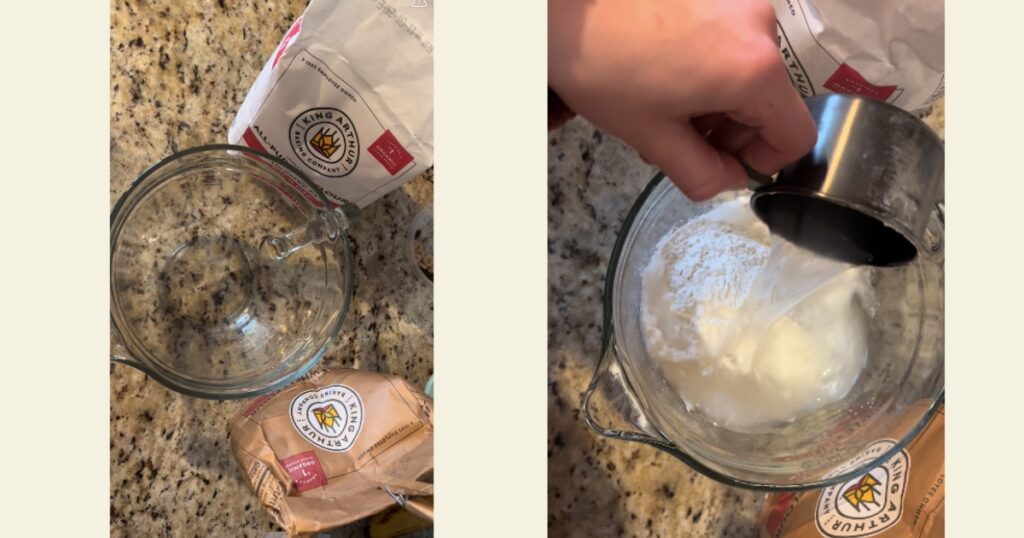 Mixing flour for pizzas