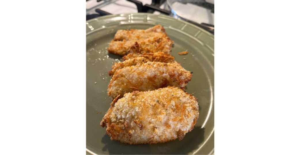 parmesan chicken in row