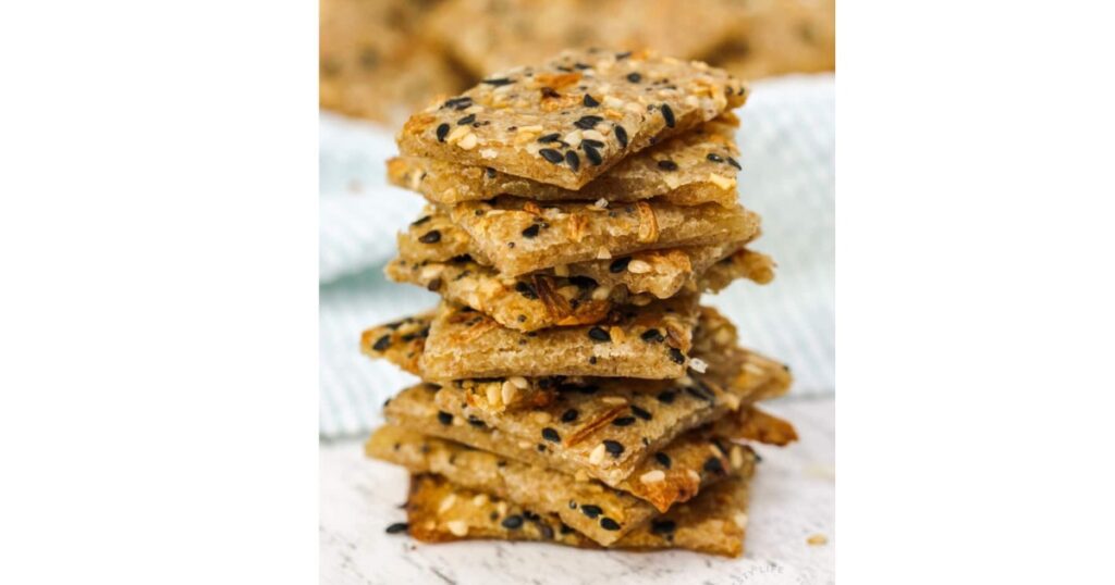 sourdough discard crackers stacked