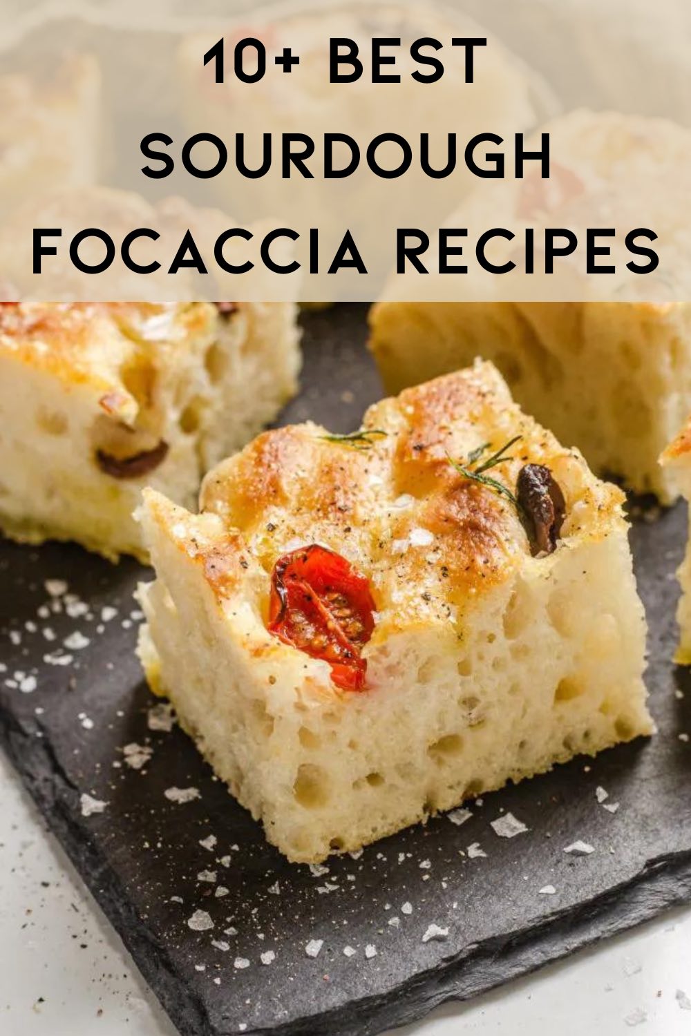 sourdough focaccia recipes pin with 1 picture of sourdough focaccia