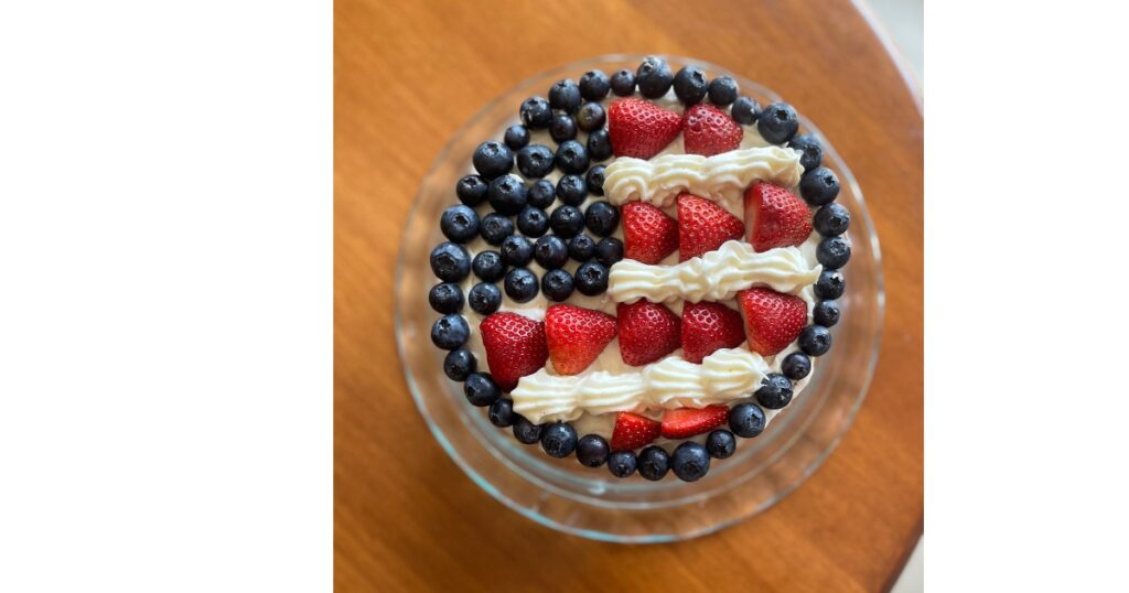 overhead picture american flag fruit pizza