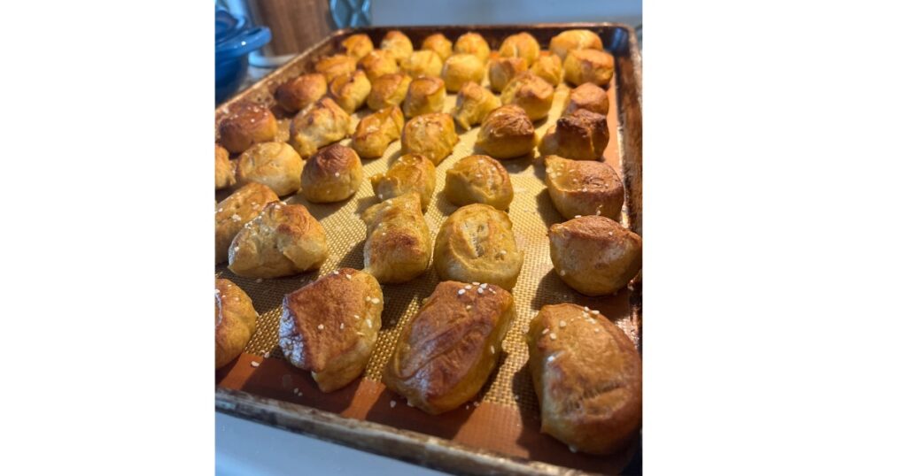 sheet pan of pretzel bites