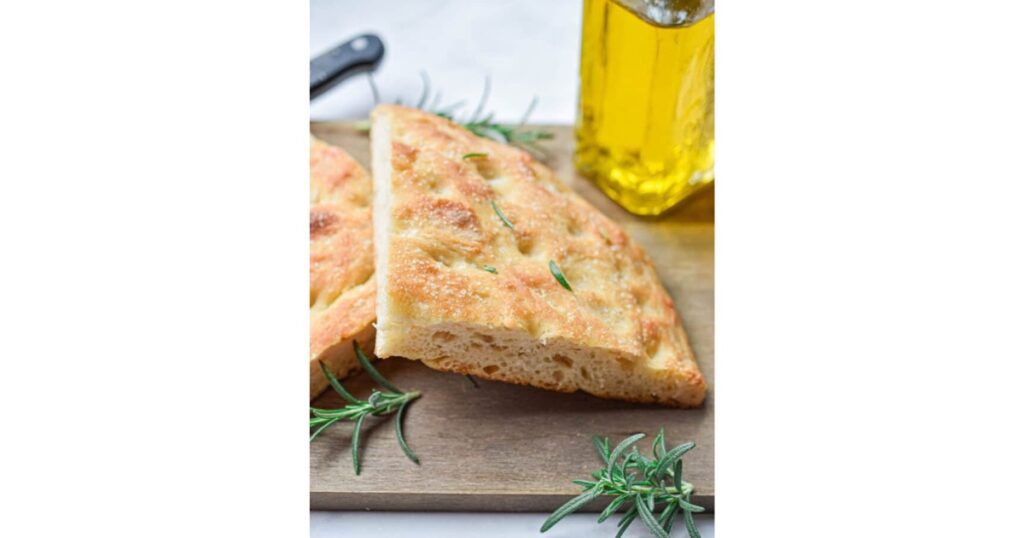 two halves of sourdough focaccia