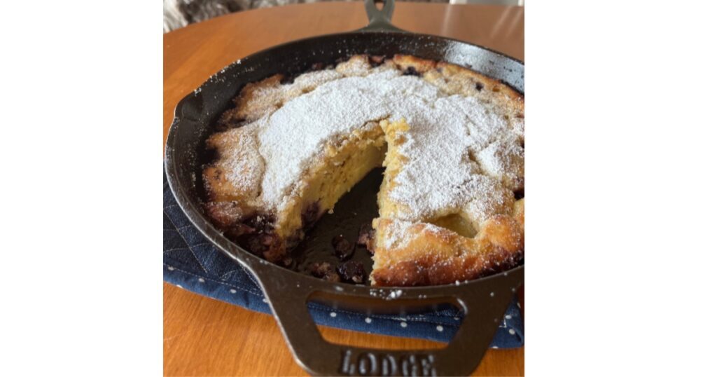 slice sourdough lemon blueberry dutch baby