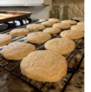 sourdough sugar cookies on cooling rack