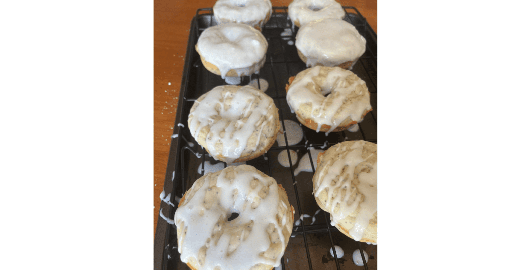 glazed lemon poppyseed sourdough donuts