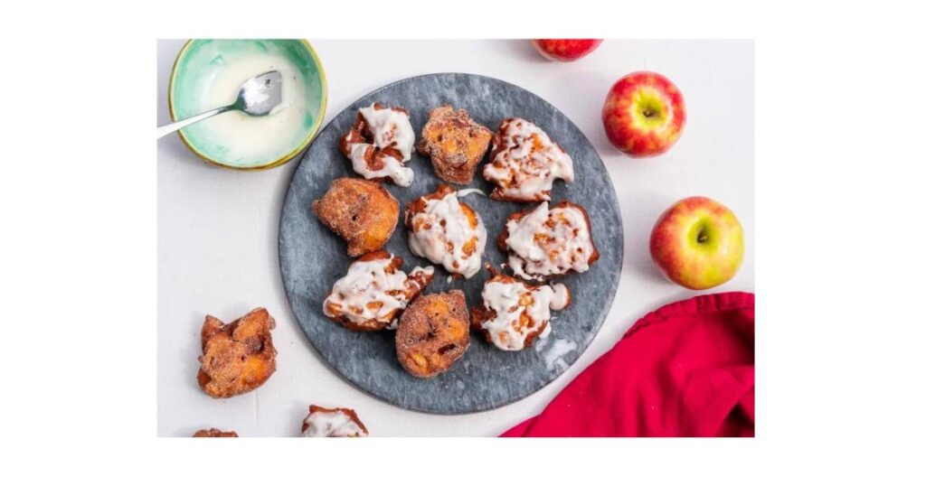 sourdough apple fritters on plate