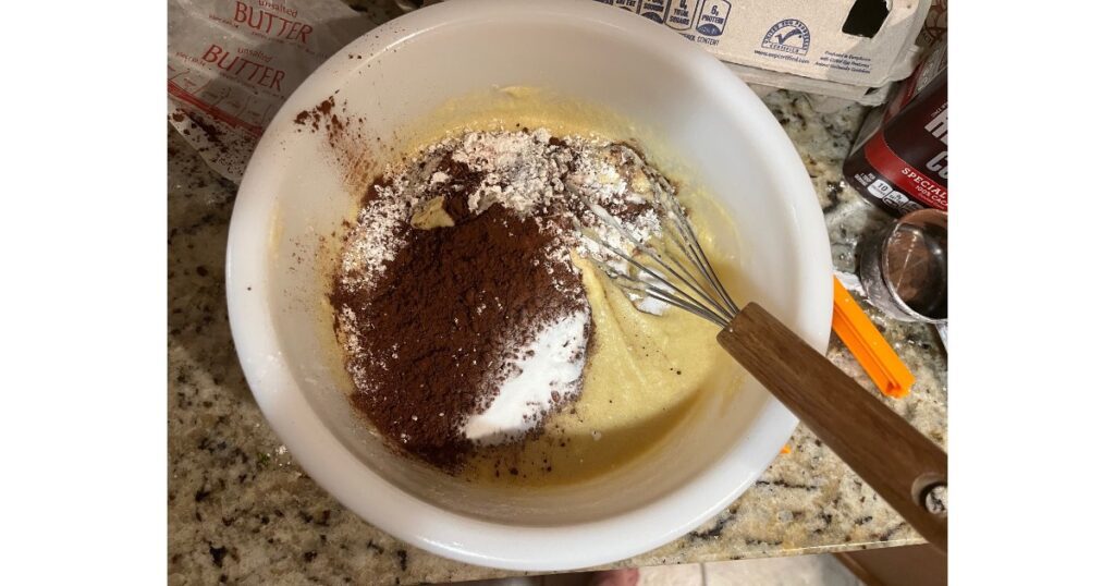 sourdough brownie batter stir