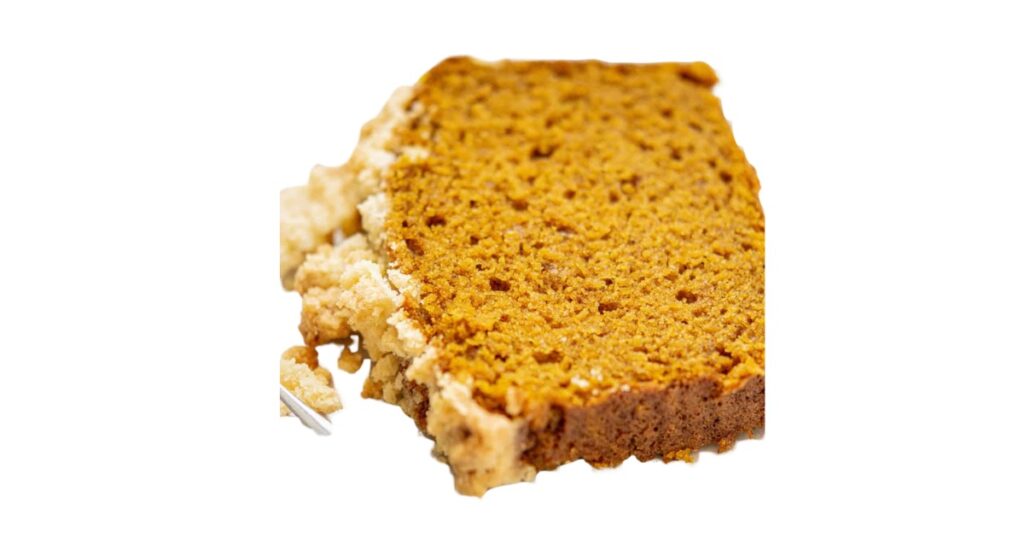 One piece of pumpkin brad with crumble on top