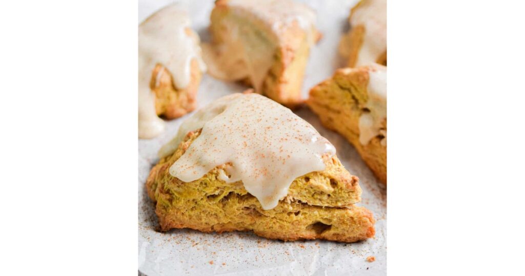 pumpkin scones with icing on top