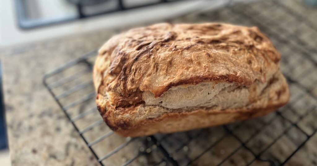 sourdough english muffin bread cooked