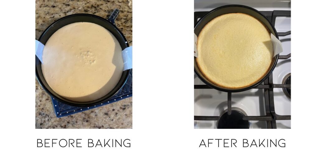 cheesecake before and after baking