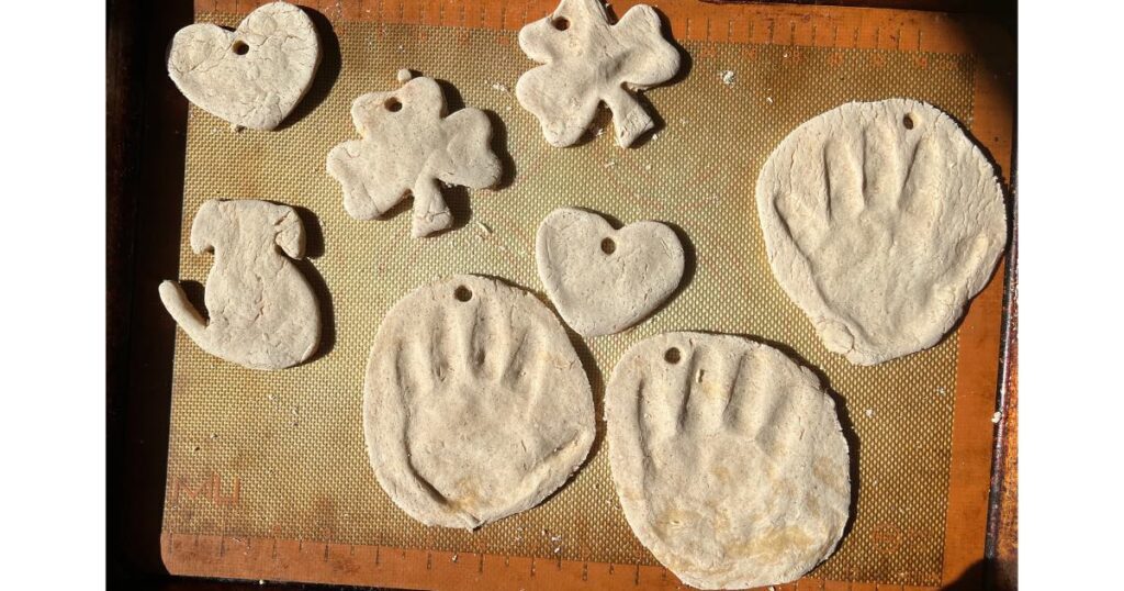 sourdough salt dough ornaments drying