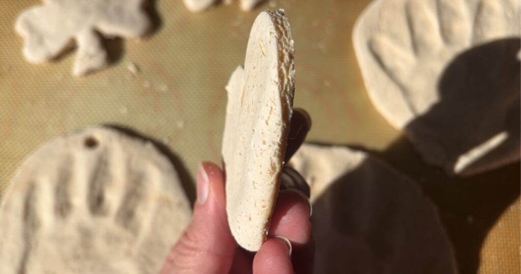 sourdough salt dough ornament on side