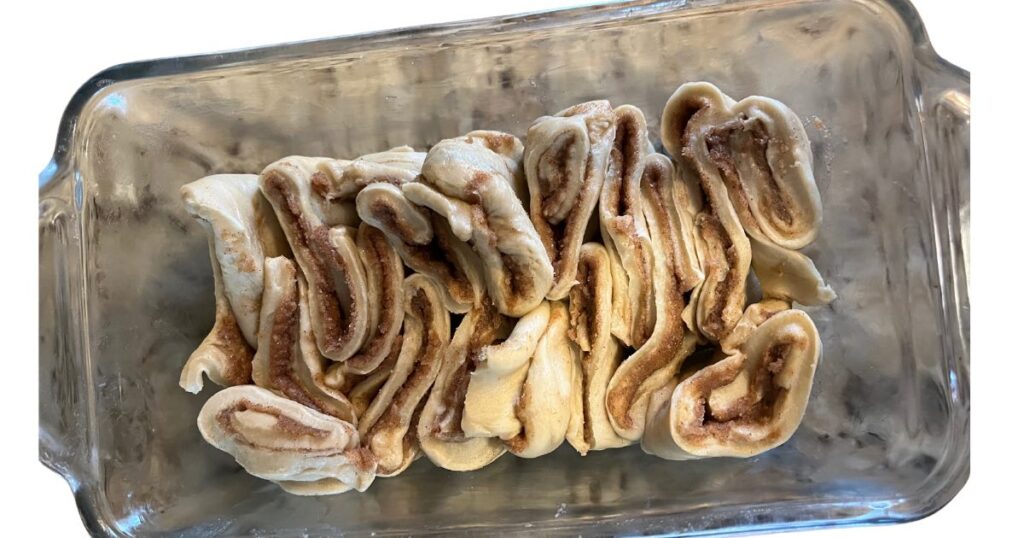 pull apart bread slices in a bread pan