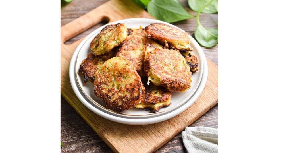 zucchini fritters on plate