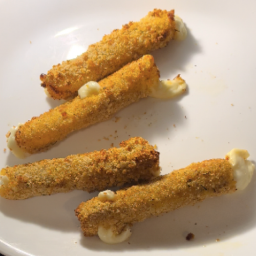 mozerlla sticks on plate