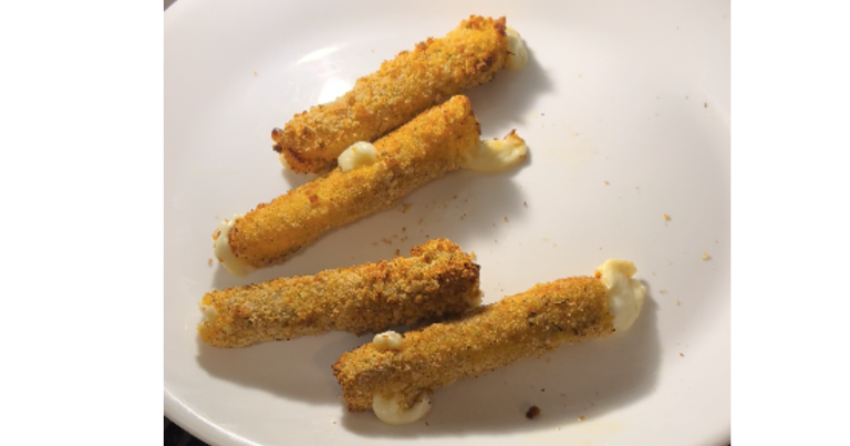 mozerlla sticks on plate