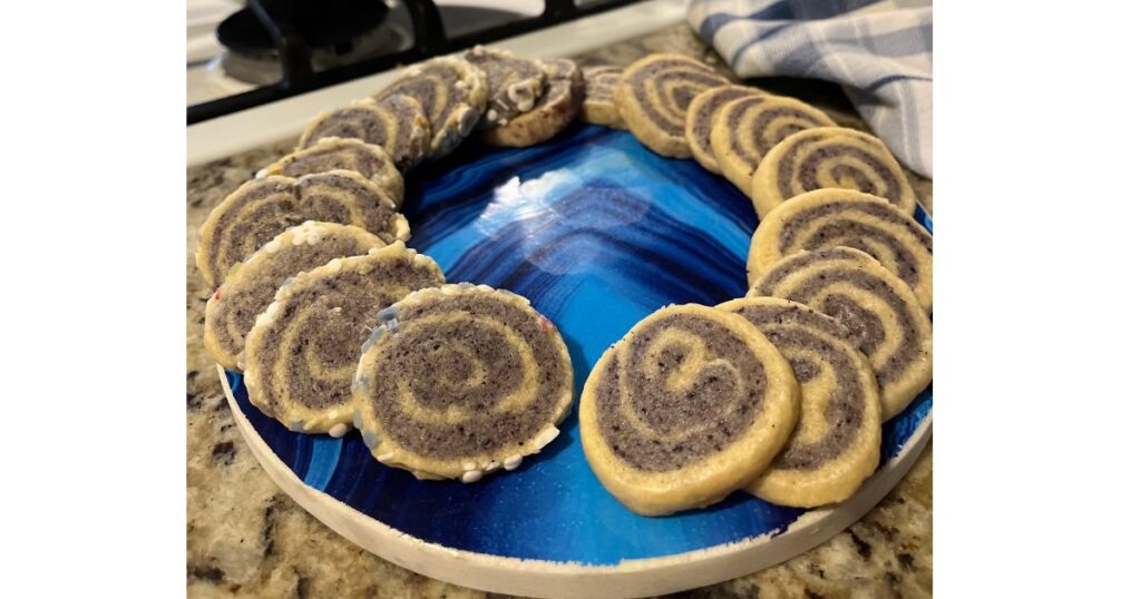 pinwheel cookies on serving platter