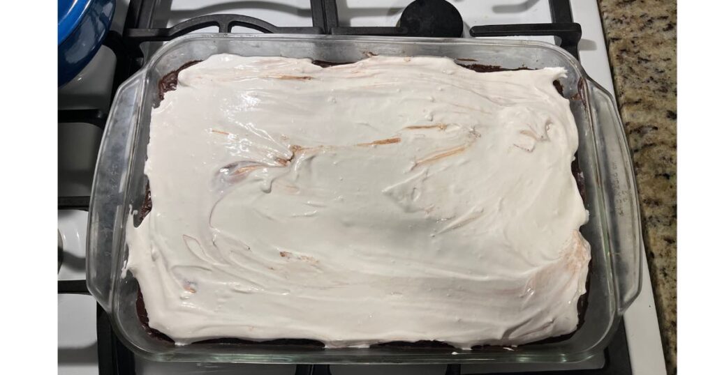 marshmallow fluff in glass pan