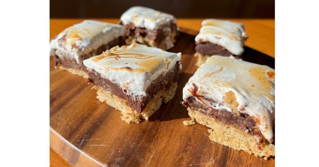 sourdough s'mores bars on table