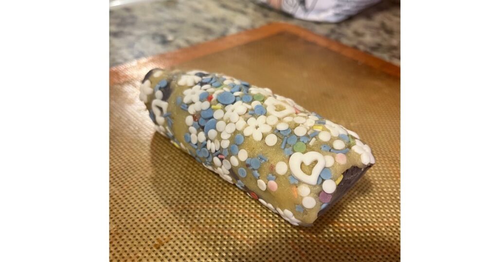 blue and white cookie roll