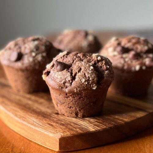 four double chocolate chip muffins