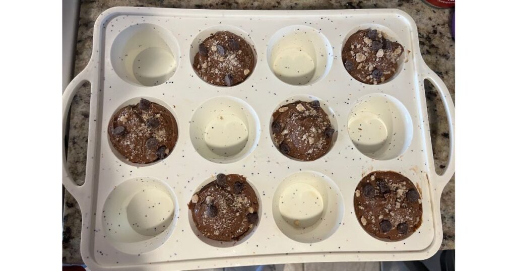 muffin batter in silicone pan