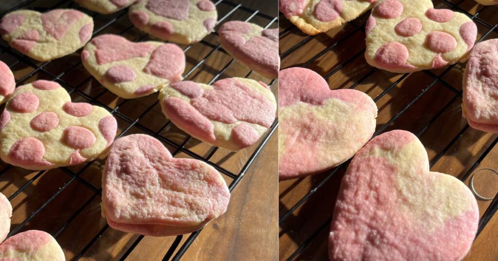 close up of heart shape sugar cookies