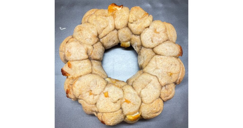 sourdough pull apart bread on a baking sheet