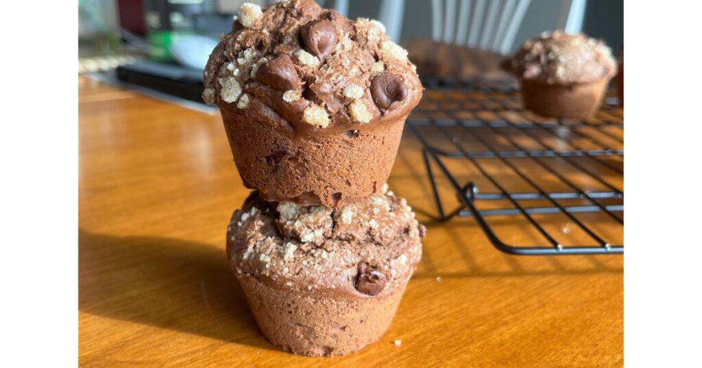 two muffins stacked