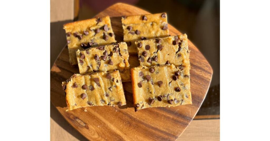 sourdough chickpea blondies on a cutting board