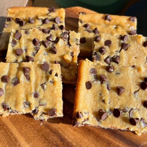 chickpea sourdough blondies on a pan