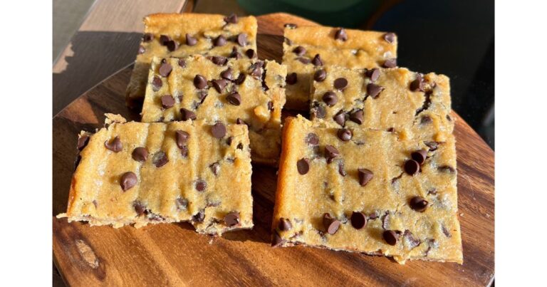 chickpea sourdough blondies on a pan.