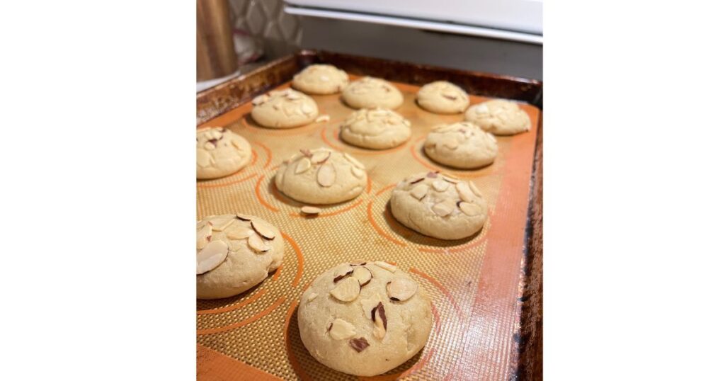 sourdough croissant cookies on baking sheet