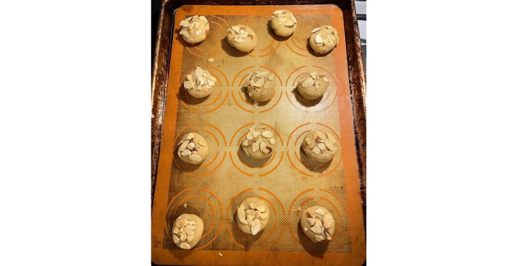 sourdough almond croissant cookies before baking